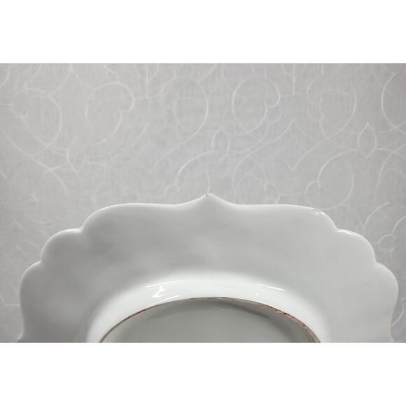 Vintage Italian Serving Platter Scallop Raised 13" White Floral Serving Plate - Picture 13 of 16